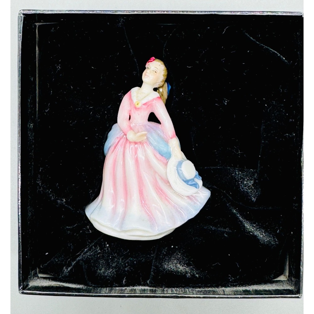 Royal Doulton Figurine Barbara Pink Blue Miniature Lady 16217 2.5 inch - Picture 2 of 11